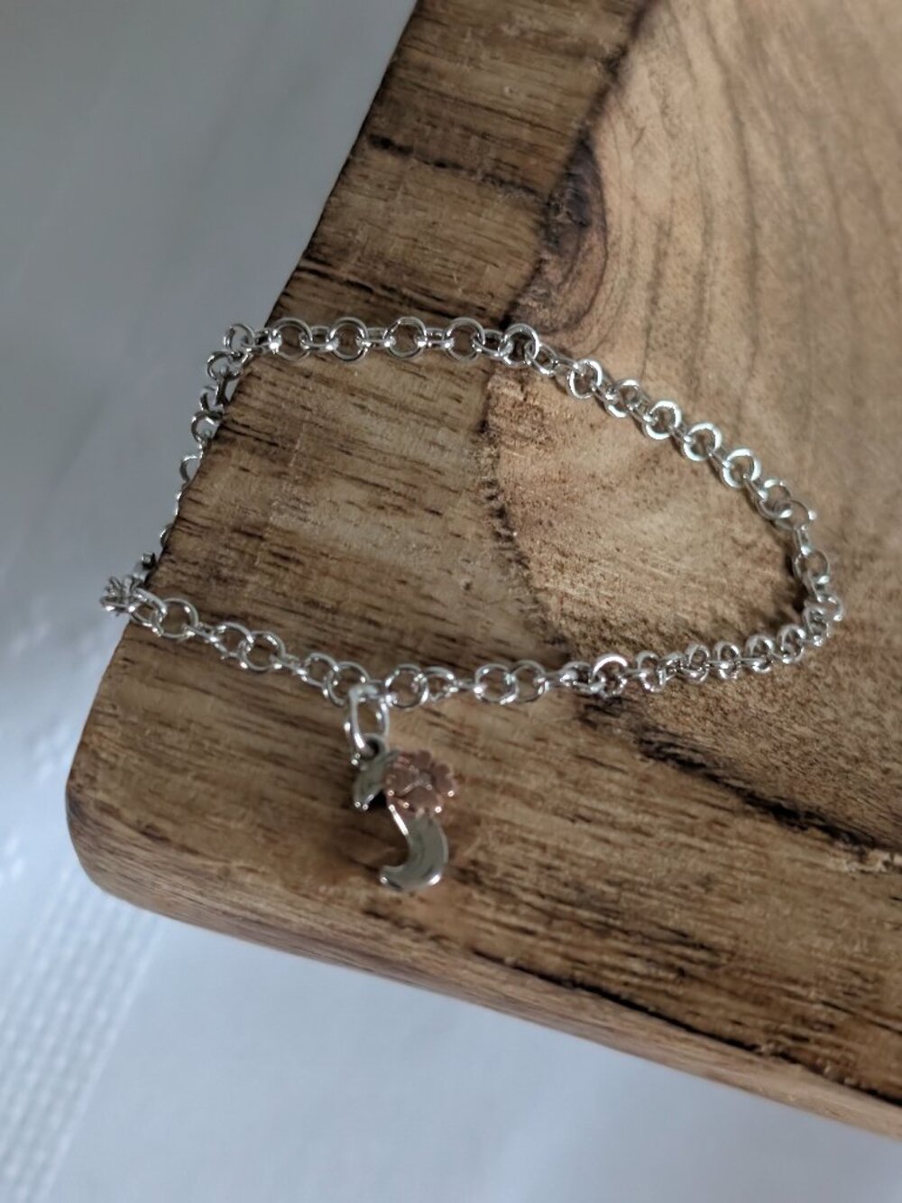 NWOT Charm Bracelet with "J" floral Charm Sterling Silver